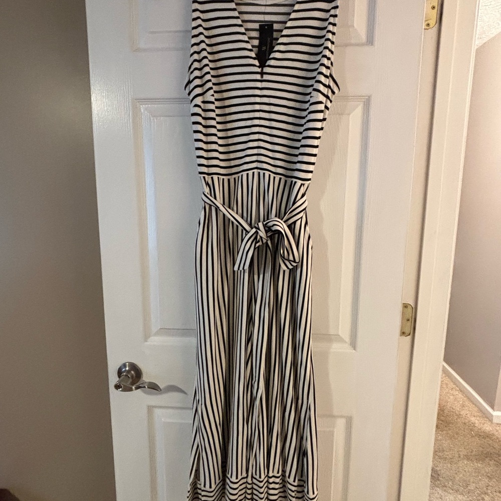 Worthington Monochrome Striped Sleeveless Jumpsuit